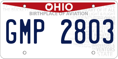 OH license plate GMP2803