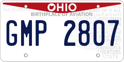 OH license plate GMP2807