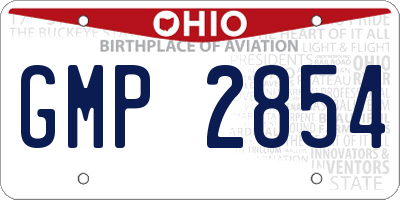 OH license plate GMP2854