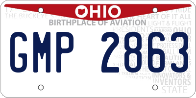OH license plate GMP2863