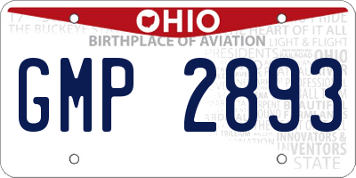 OH license plate GMP2893