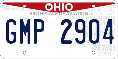OH license plate GMP2904
