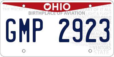 OH license plate GMP2923
