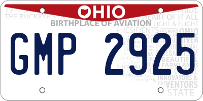 OH license plate GMP2925