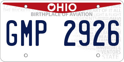 OH license plate GMP2926