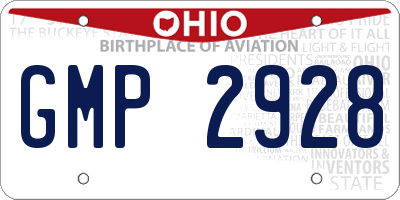 OH license plate GMP2928