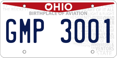 OH license plate GMP3001
