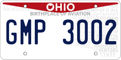 OH license plate GMP3002