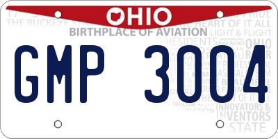 OH license plate GMP3004