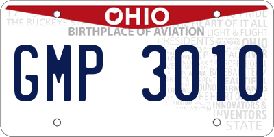 OH license plate GMP3010