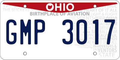 OH license plate GMP3017
