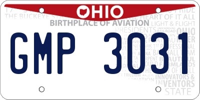 OH license plate GMP3031