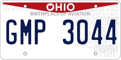 OH license plate GMP3044