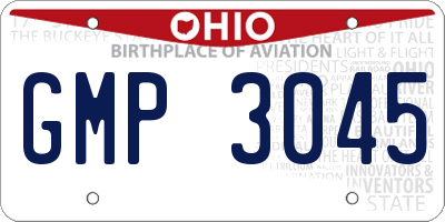 OH license plate GMP3045