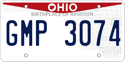 OH license plate GMP3074