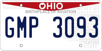 OH license plate GMP3093