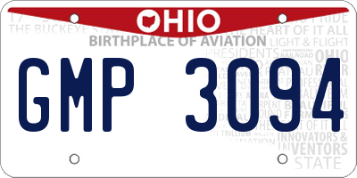 OH license plate GMP3094