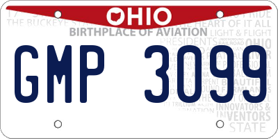 OH license plate GMP3099