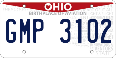 OH license plate GMP3102