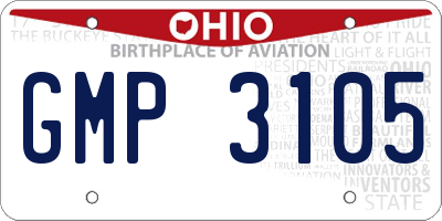 OH license plate GMP3105