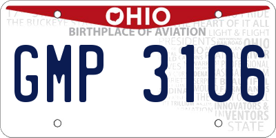 OH license plate GMP3106