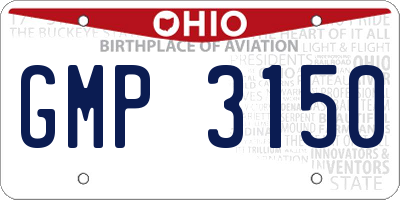 OH license plate GMP3150