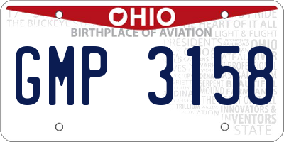 OH license plate GMP3158