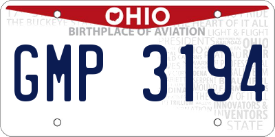 OH license plate GMP3194