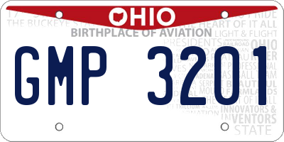 OH license plate GMP3201