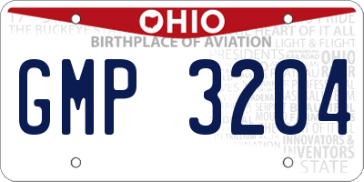 OH license plate GMP3204
