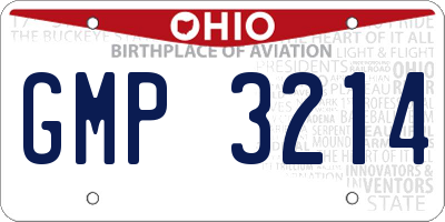 OH license plate GMP3214