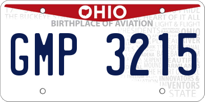 OH license plate GMP3215