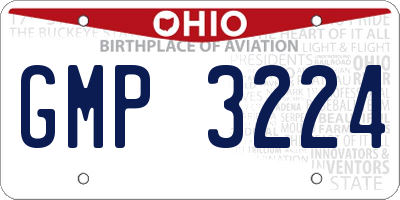 OH license plate GMP3224