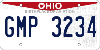 OH license plate GMP3234