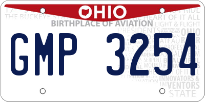 OH license plate GMP3254