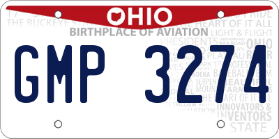 OH license plate GMP3274