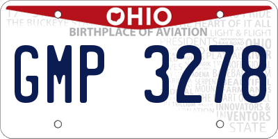 OH license plate GMP3278