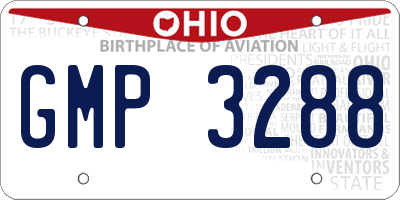 OH license plate GMP3288
