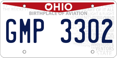 OH license plate GMP3302