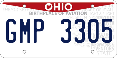 OH license plate GMP3305