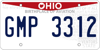 OH license plate GMP3312
