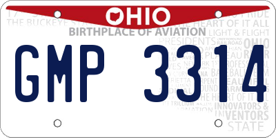 OH license plate GMP3314