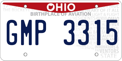 OH license plate GMP3315