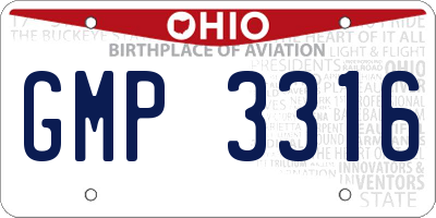 OH license plate GMP3316