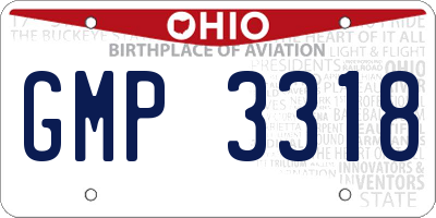 OH license plate GMP3318