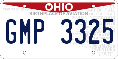 OH license plate GMP3325