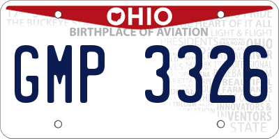 OH license plate GMP3326