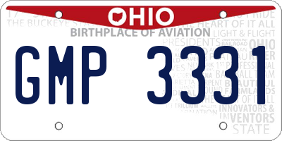 OH license plate GMP3331