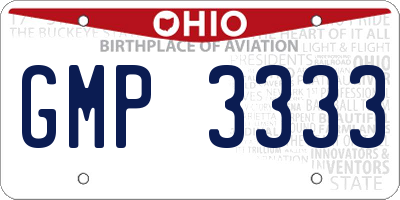 OH license plate GMP3333