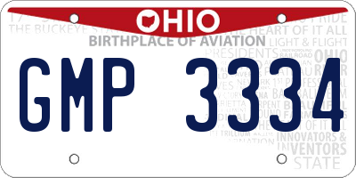 OH license plate GMP3334